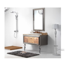 Golden New Fashion Design Sliver no Muro Moderno Aço Inoxidável Dois Gavetas Gabinete Mirrored De Banheiro (YB-878)
